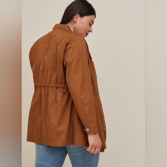 Torrid Camel Brown Twill Long Line Shacket Size 6X NWT - Picture 2 of 6